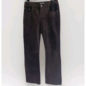 VOTRE NOM Women Suede Embellished Pants Brown EU Size 36 US 4 Stretchy